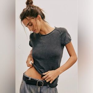 NWOT We The Free by Free People Be My Baby Tee in Washed Black Size Large